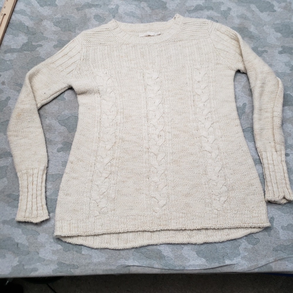 Prana Sweater Womens Small Beige Pullover Cable Knit‎